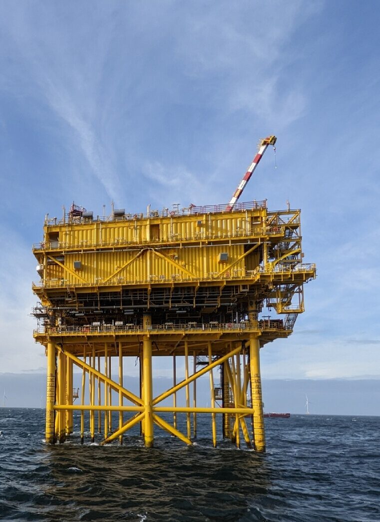 Offshore sub-station on jacket foundation